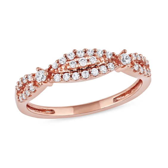 0.25 CT. T.W. Diamond Twist Band in 10K Rose Gold