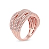 1.03 CT. T.W. Diamond Layered Criss Cross Ring in 10K Rose Gold