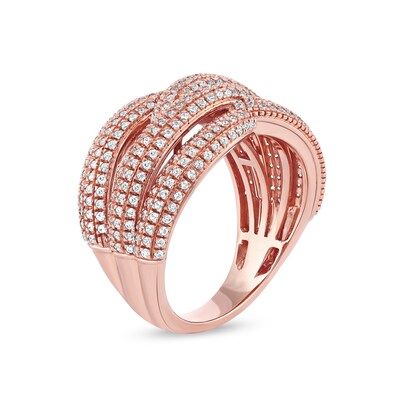 1.03 CT. T.W. Diamond Layered Criss Cross Ring in 10K Rose Gold