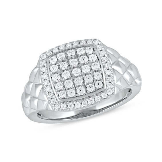 0.50 CT. T.W. Cushion-Shaped Multi-Diamond Frame Quilted Shank Ring in 10K Gold