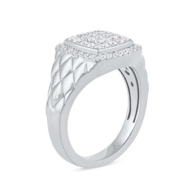 0.50 CT. T.W. Cushion-Shaped Multi-Diamond Frame Quilted Shank Ring in 10K Gold