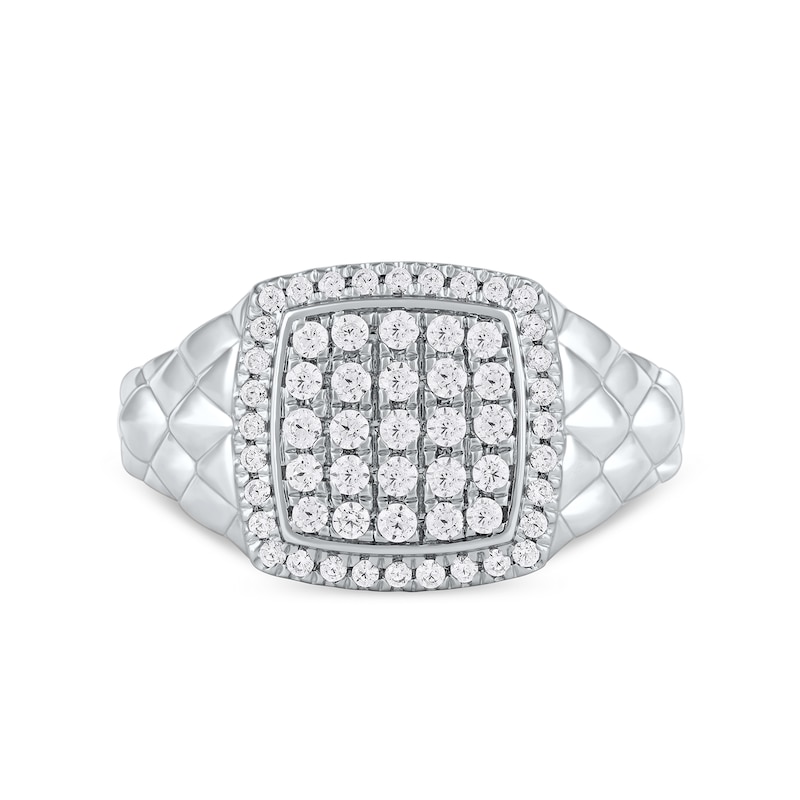 0.50 CT. T.W. Cushion-Shaped Multi-Diamond Frame Quilted Shank Ring in 10K Gold|Peoples Jewellers