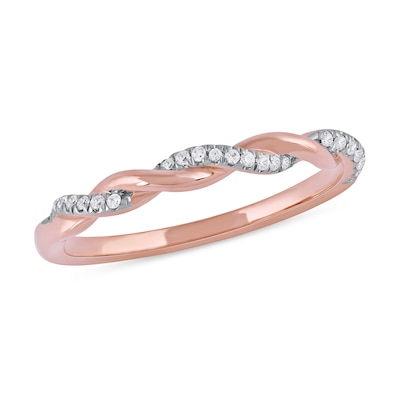 0.10 CT. T.W. Diamond Twist Stackable Band in 10K Rose Gold