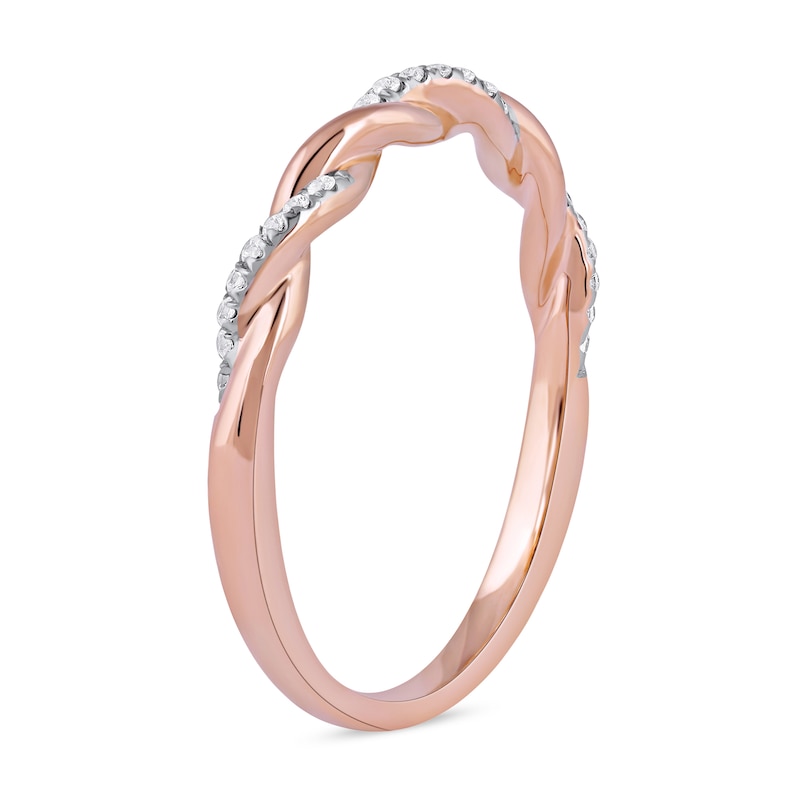 0.10 CT. T.W. Diamond Twist Stackable Band in 10K Rose Gold