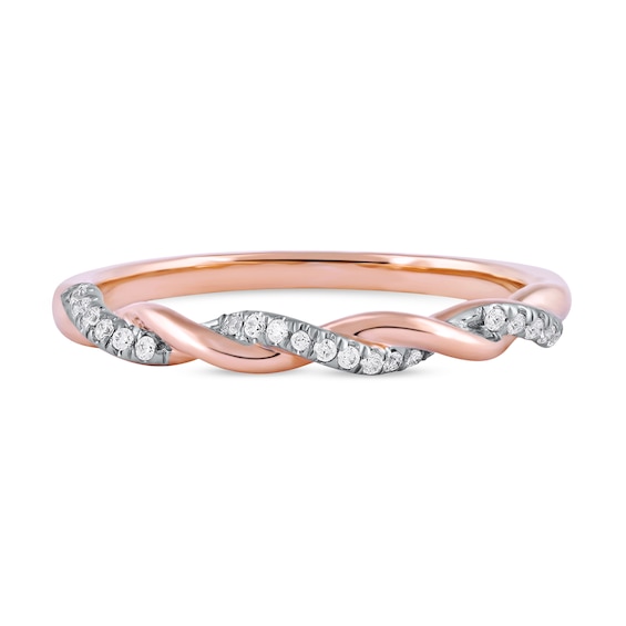 0.10 CT. T.W. Diamond Twist Stackable Band in 10K Rose Gold