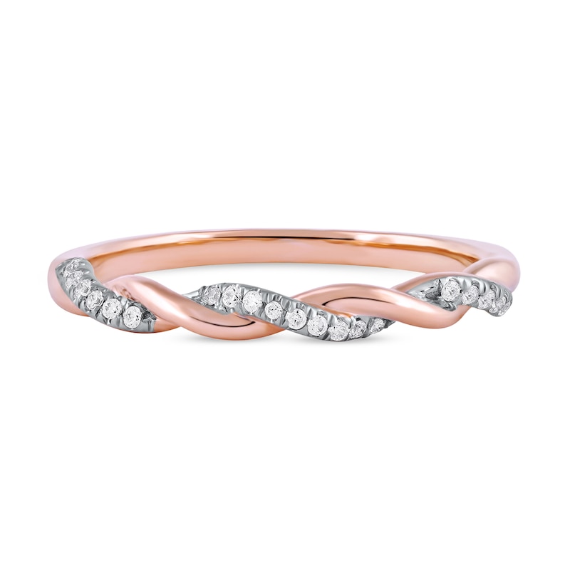0.10 CT. T.W. Diamond Twist Stackable Band in 10K Rose Gold|Peoples Jewellers