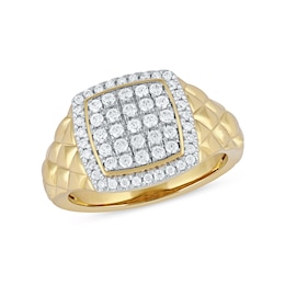 0.50 CT. T.W. Cushion-Shaped Multi-Diamond Frame Quilted Shank Ring in 10K Gold