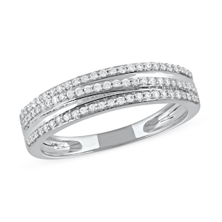 0.25 CT. T.W. Diamond Triple Row Crossover Band in 10K Gold