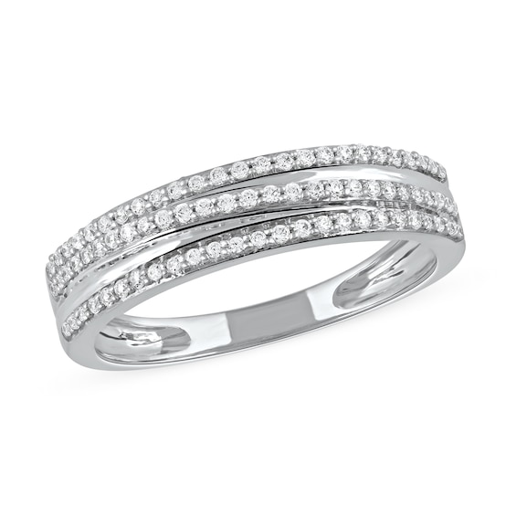 0.25 CT. T.W. Diamond Triple Row Crossover Band in 10K Gold