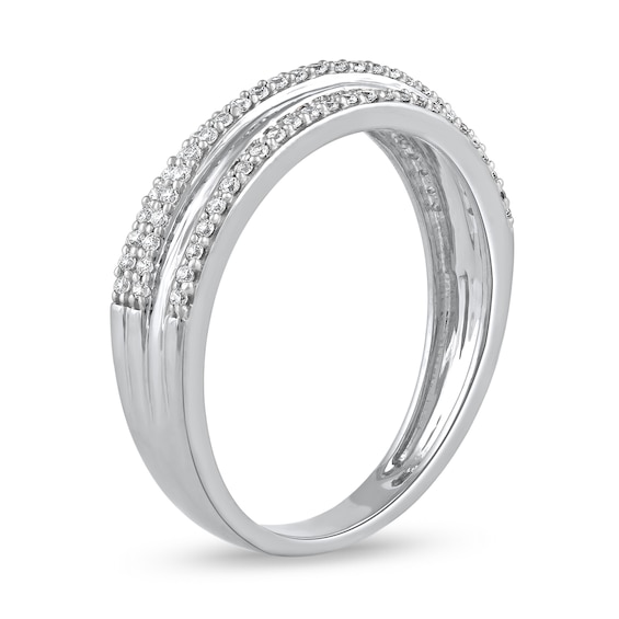 0.25 CT. T.W. Diamond Triple Row Crossover Band in 10K Gold