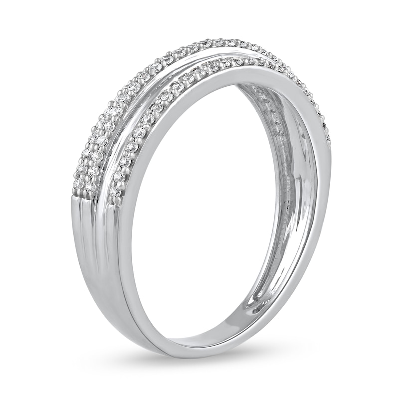 0.25 CT. T.W. Diamond Triple Row Crossover Band in 10K Gold|Peoples Jewellers