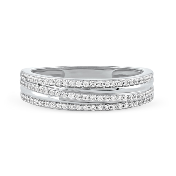 0.25 CT. T.W. Diamond Triple Row Crossover Band in 10K Gold