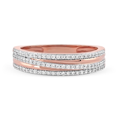 0.25 CT. T.W. Diamond Triple Row Crossover Band in 10K Rose Gold