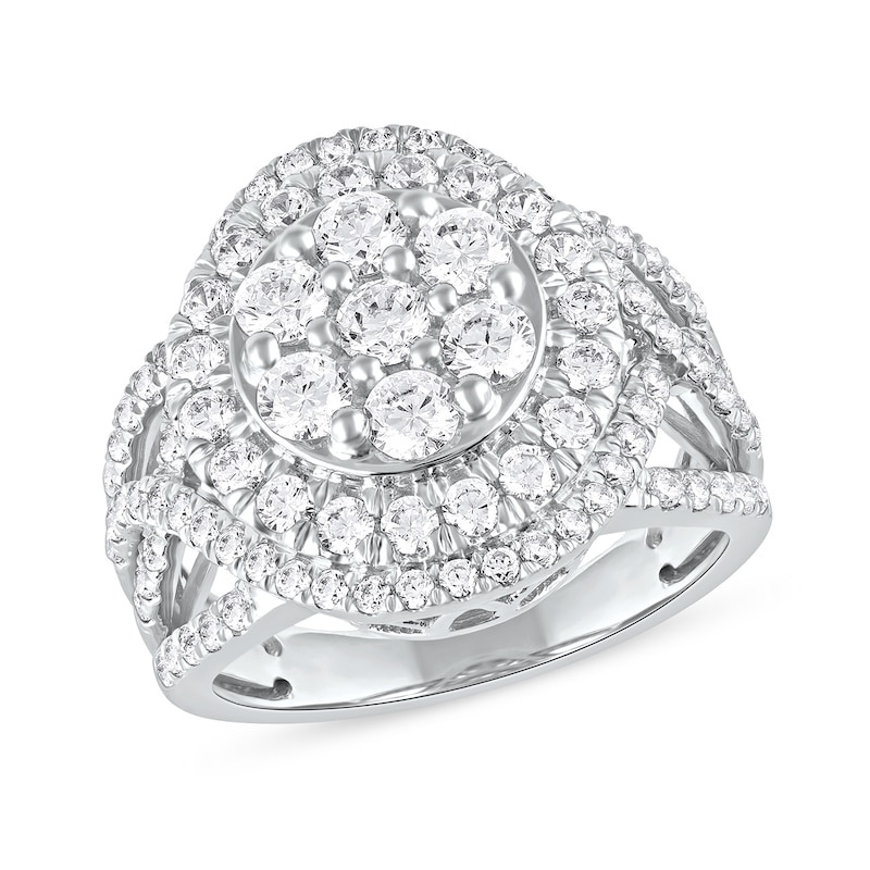 2.00 CT. T.W. Multi-Diamond Frame Crossover Open Shank Ring in 10K Gold|Peoples Jewellers