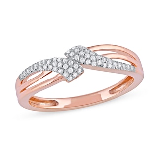 0.15 CT. T.W. Diamond Triple Row Bypass Ring in 10K Rose Gold