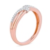 Thumbnail Image 1 of 0.15 CT. T.W. Diamond Triple Row Bypass Ring in 10K Rose Gold