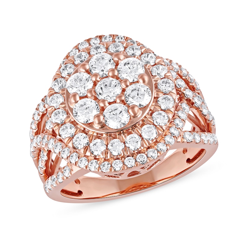 2.00 CT. T.W. Multi-Diamond Frame Crossover Open Shank Ring in 10K Rose Gold|Peoples Jewellers