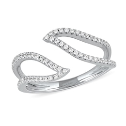 0.25 CT. T.W. Diamond Leaf Outline Open Ring in 10K White Gold