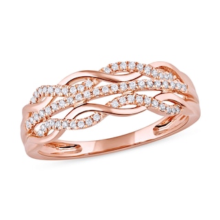 0.15 CT. T.W. Diamond Twist Multi-Row Ring in 10K Rose Gold