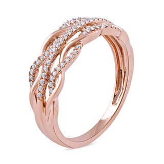 0.15 CT. T.W. Diamond Twist Multi-Row Ring in 10K Rose Gold