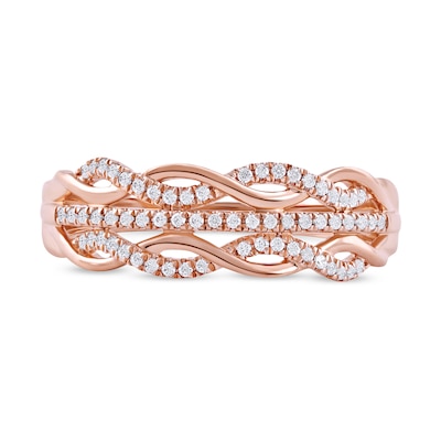 0.15 CT. T.W. Diamond Twist Multi-Row Ring in 10K Rose Gold