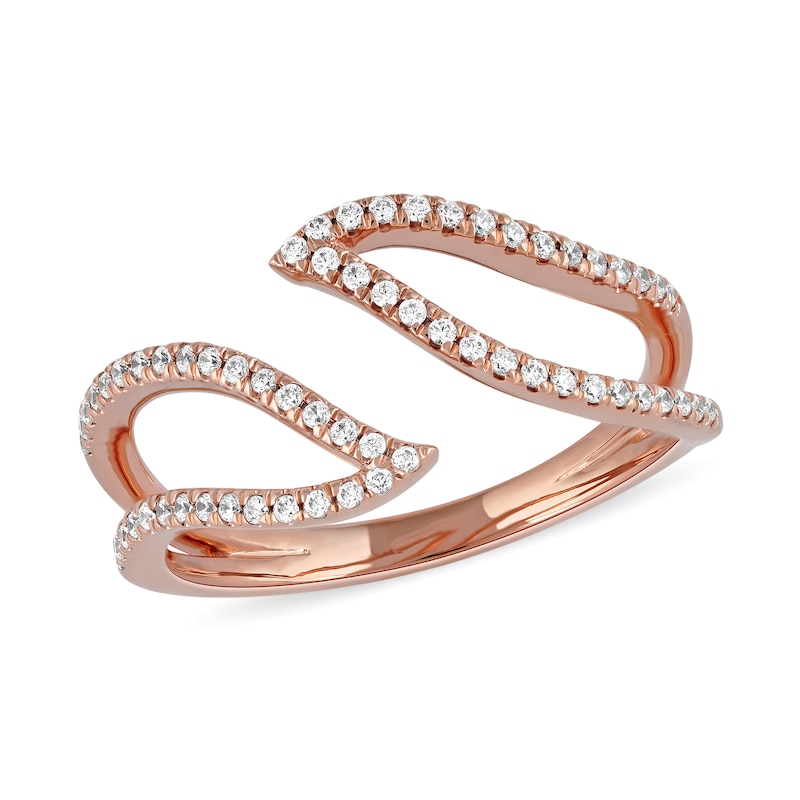 0.25 CT. T.W. Diamond Leaf Outline Open Ring in 10K Rose Gold|Peoples Jewellers