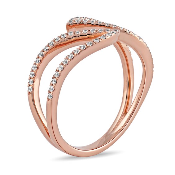 0.25 CT. T.W. Diamond Leaf Outline Open Ring in 10K Rose Gold