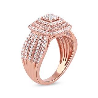 1.00 CT. T.W. Cushion-Shaped Multi-Diamond Triple Frame Ring in 10K Rose Gold