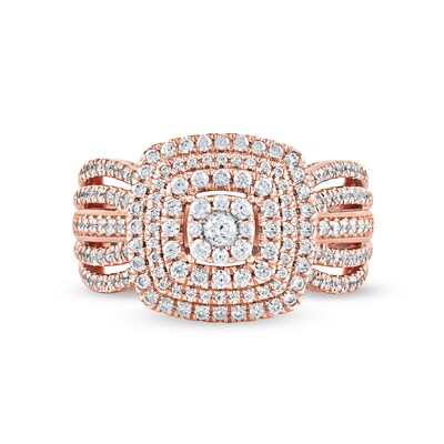 1.00 CT. T.W. Cushion-Shaped Multi-Diamond Triple Frame Ring in 10K Rose Gold