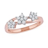 0.08 CT. T.W. Diamond Triple Flower Split Shank Ring in Sterling Silver with 14K Rose Gold Plate