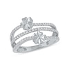 Thumbnail Image 0 of 0.33 CT. T.W. Diamond Double Flower Triple Row Ring in 10K White Gold
