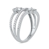 Thumbnail Image 1 of 0.33 CT. T.W. Diamond Double Flower Triple Row Ring in 10K White Gold