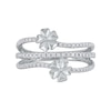 Thumbnail Image 2 of 0.33 CT. T.W. Diamond Double Flower Triple Row Ring in 10K White Gold