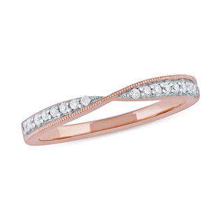 0.13 CT. T.W. Diamond Crossover Ring in 10K Rose Gold