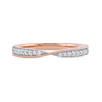 0.13 CT. T.W. Diamond Crossover Ring in 10K Rose Gold