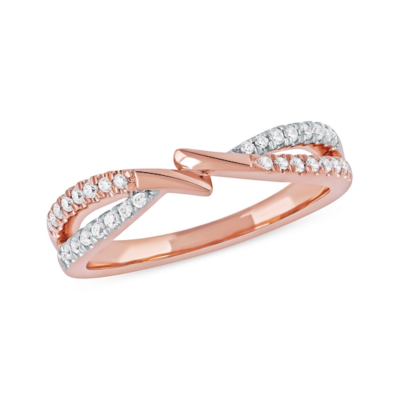 0.20 CT. T.W. Diamond Bypass Crossover Split Shank Ring in 10K Rose Gold