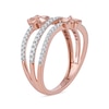 0.33 CT. T.W. Diamond Double Flower Triple Row Ring in 10K Rose Gold