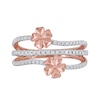 Thumbnail Image 2 of 0.33 CT. T.W. Diamond Double Flower Triple Row Ring in 10K Rose Gold