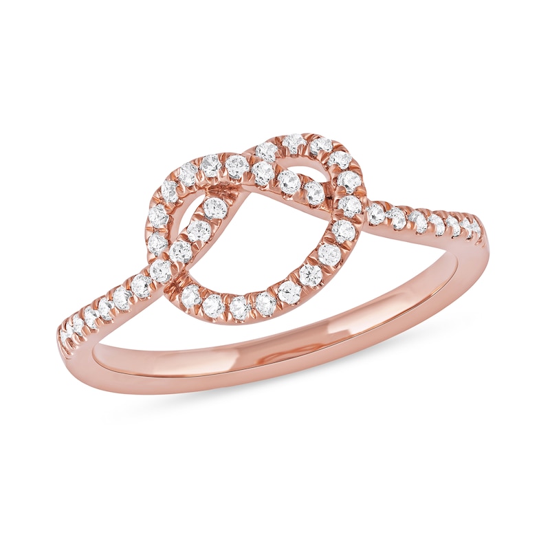0.25 CT. T.W. Diamond Pretzel-Shaped Knot Ring in 10K Rose Gold|Peoples Jewellers