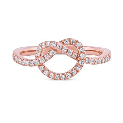 0.25 CT. T.W. Diamond Pretzel-Shaped Knot Ring in 10K Rose Gold