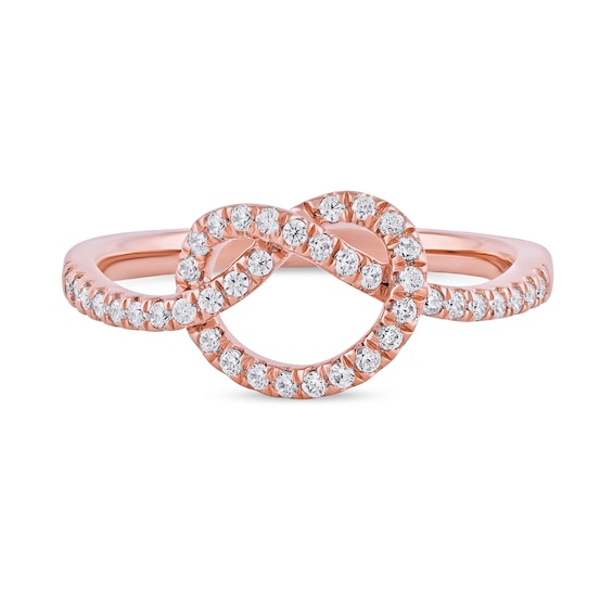 0.25 CT. T.W. Diamond Pretzel-Shaped Knot Ring in 10K Rose Gold