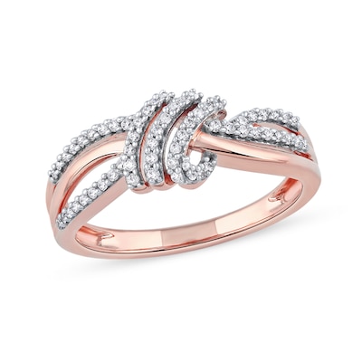 0.20 CT. T.W. Diamond Wave Triple Strand Wrapped Ring in 10K Rose Gold