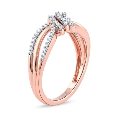 0.20 CT. T.W. Diamond Wave Triple Strand Wrapped Ring in 10K Rose Gold