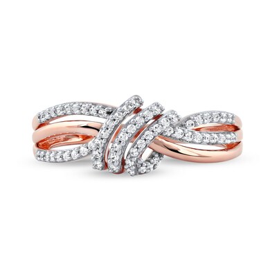 0.20 CT. T.W. Diamond Wave Triple Strand Wrapped Ring in 10K Rose Gold