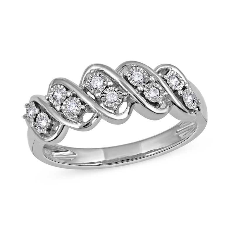 0.10 CT. T.W. Diamond Wavy Five Row Ring in 10K Gold|Peoples Jewellers