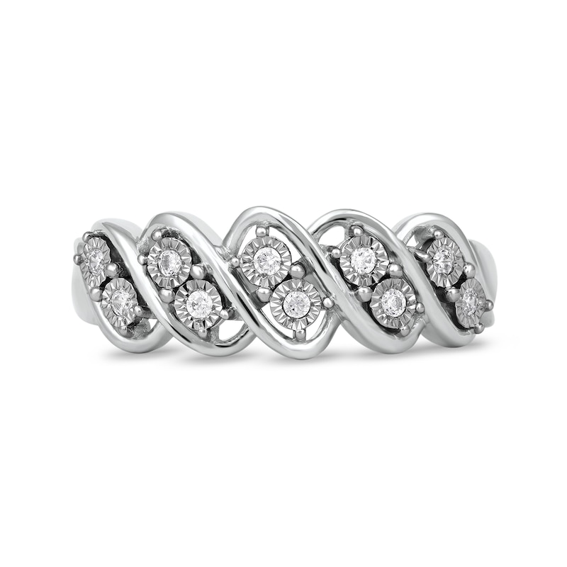 0.10 CT. T.W. Diamond Wavy Five Row Ring in 10K Gold|Peoples Jewellers