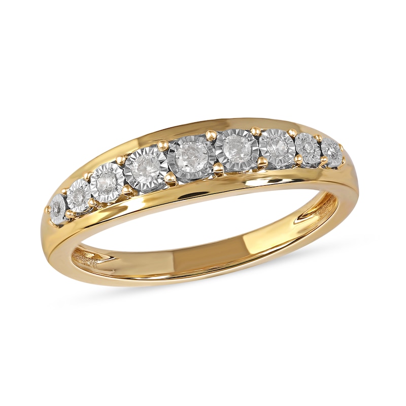 Main Image 1 of 0.15 CT. T.W. Diamond Single Row Nine Stone Ring in 10K Gold