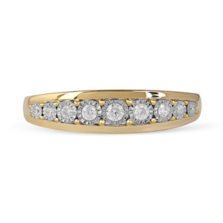 0.15 CT. T.W. Diamond Single Row Nine Stone Ring in 10K Gold | Peoples ...