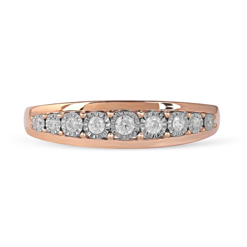 0.15 CT. T.W. Diamond Single Row Nine Stone Ring in 10K Rose Gold|Peoples Jewellers