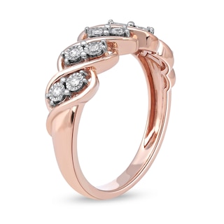 0.10 CT. T.W. Diamond Wavy Five Row Ring in 10K Rose Gold